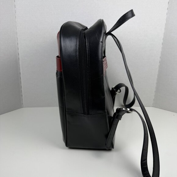 McKlein EDISON Laptop Slim Backpack Black Red Top Grain Cowhide Leather - Picture 6 of 16